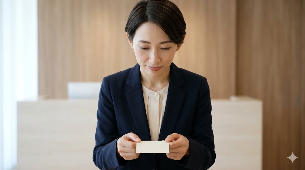 韓国語の丁寧語（ハムニダ体）「아닙니다」が使われる、フォーマルな挨拶やビジネスシーンのイメージ。