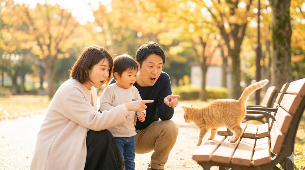 文のテーマを提示する日本の女性。片手で「私」についての話題（旧情報）を、もう片手で果物の対比（限定）を表現している。
