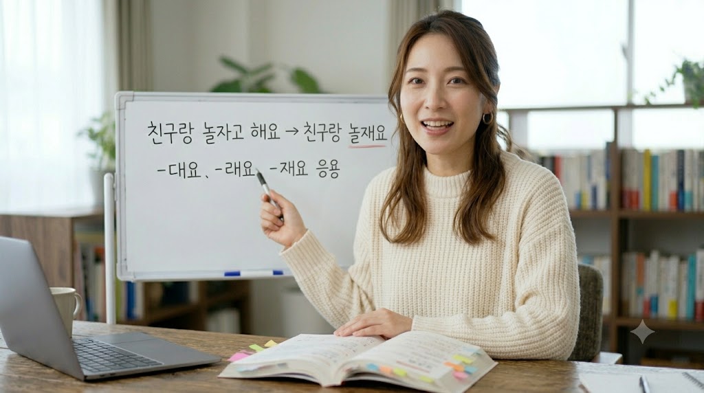 韓国語の間接話法⑤：会話や文章で頻出する縮約形「-대요、-래요、-재요」の応用