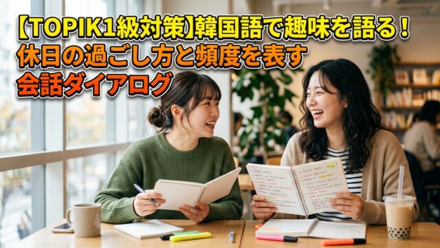 【TOPIK1級対策】韓国語で趣味を語る！休日の過ごし方と頻度を表す会話ダイアログ