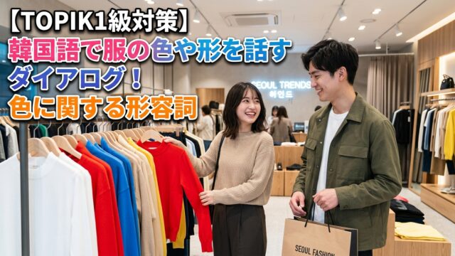 【TOPIK1級対策】韓国語で服の色や形を話すダイアログ！色に関する形容詞