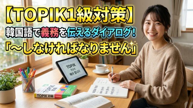 【TOPIK1級対策】韓国語で義務を伝えるダイアログ！「〜しなければなりません」
