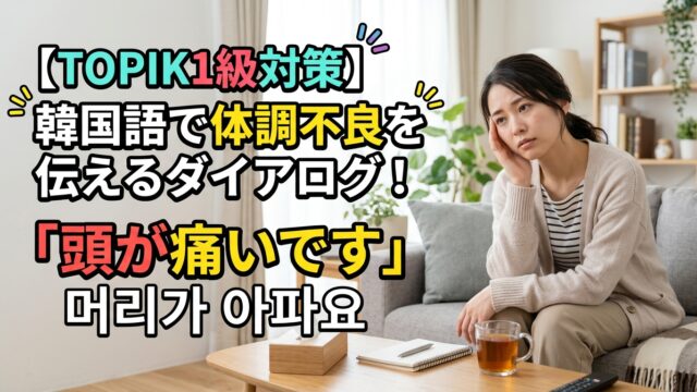 【TOPIK1級対策】韓国語で体調不良を伝えるダイアログ！「頭が痛いです」