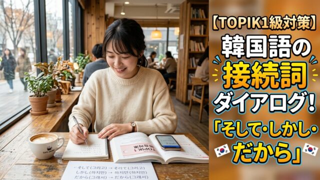 【TOPIK1級対策】韓国語の接続詞ダイアログ！「そして・しかし・だから」