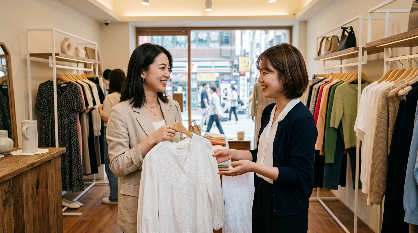 洋服店で色や試着を頼む実践会話