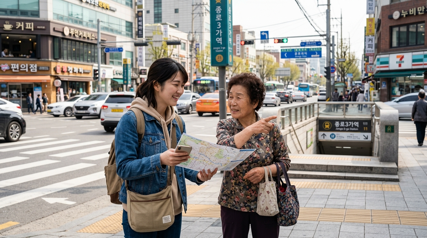 目的地までの行き方を尋ねる会話