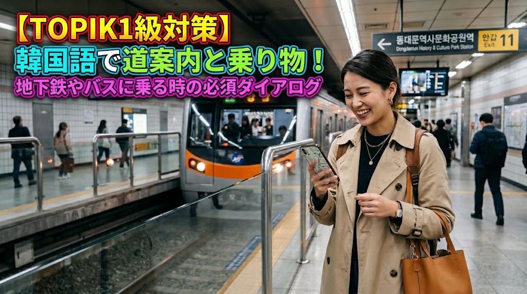 【TOPIK1級対策】韓国語で道案内と乗り物！地下鉄やバスに乗る時の必須ダイアログ